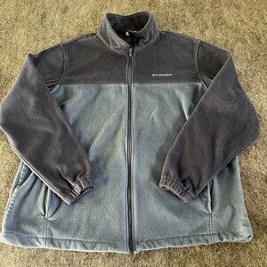 Columbia full zip colorblock fleece jacket mens 2XL blue gray